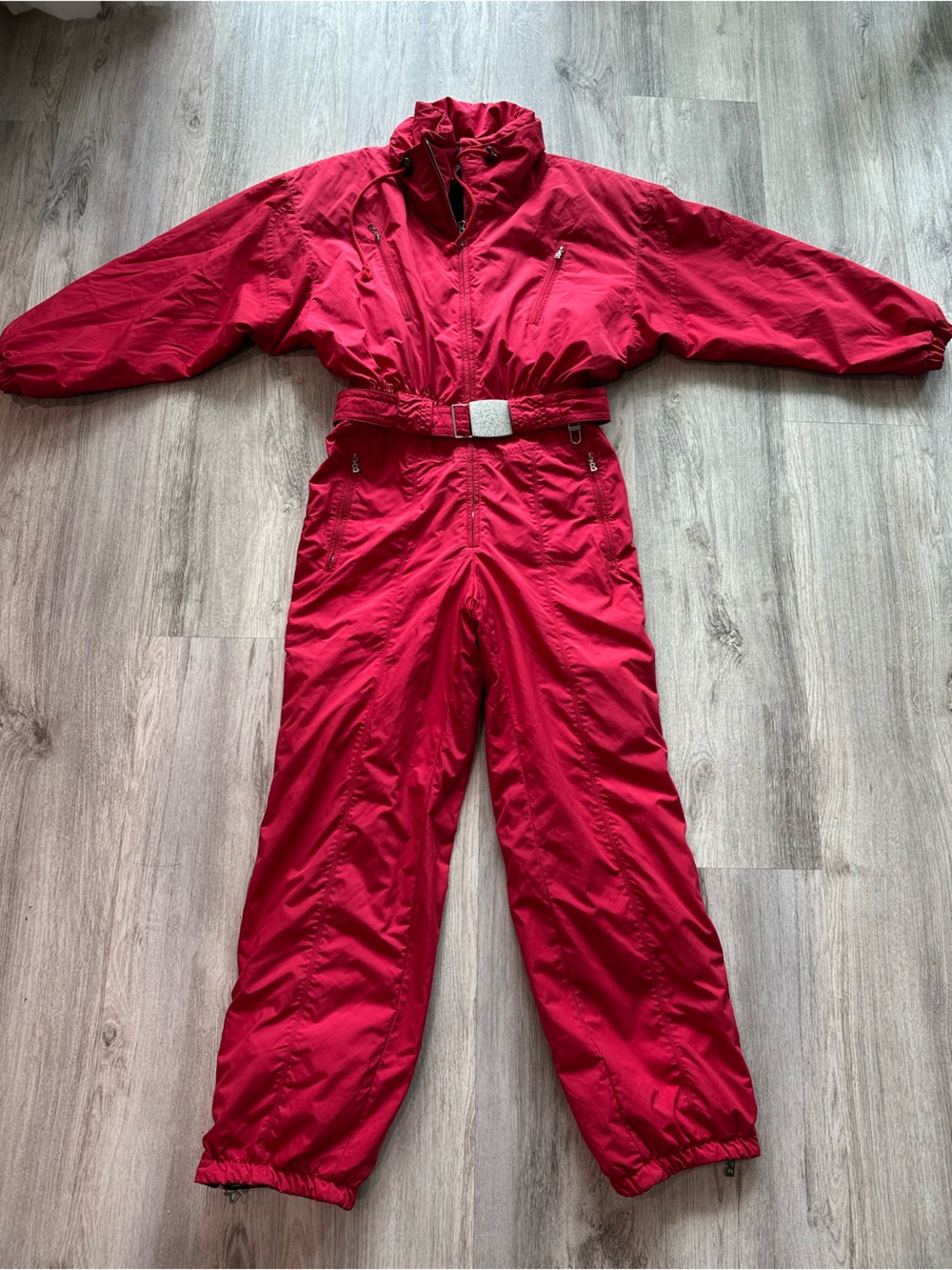 Vintage Bogner Bright Red Women's Water Resistant Snow/Ski Suit with Belt 10